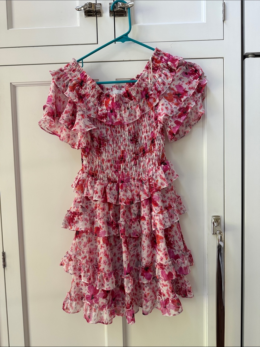 Misa Pink Floral Ruffle Tiered Dress 👗 size 0